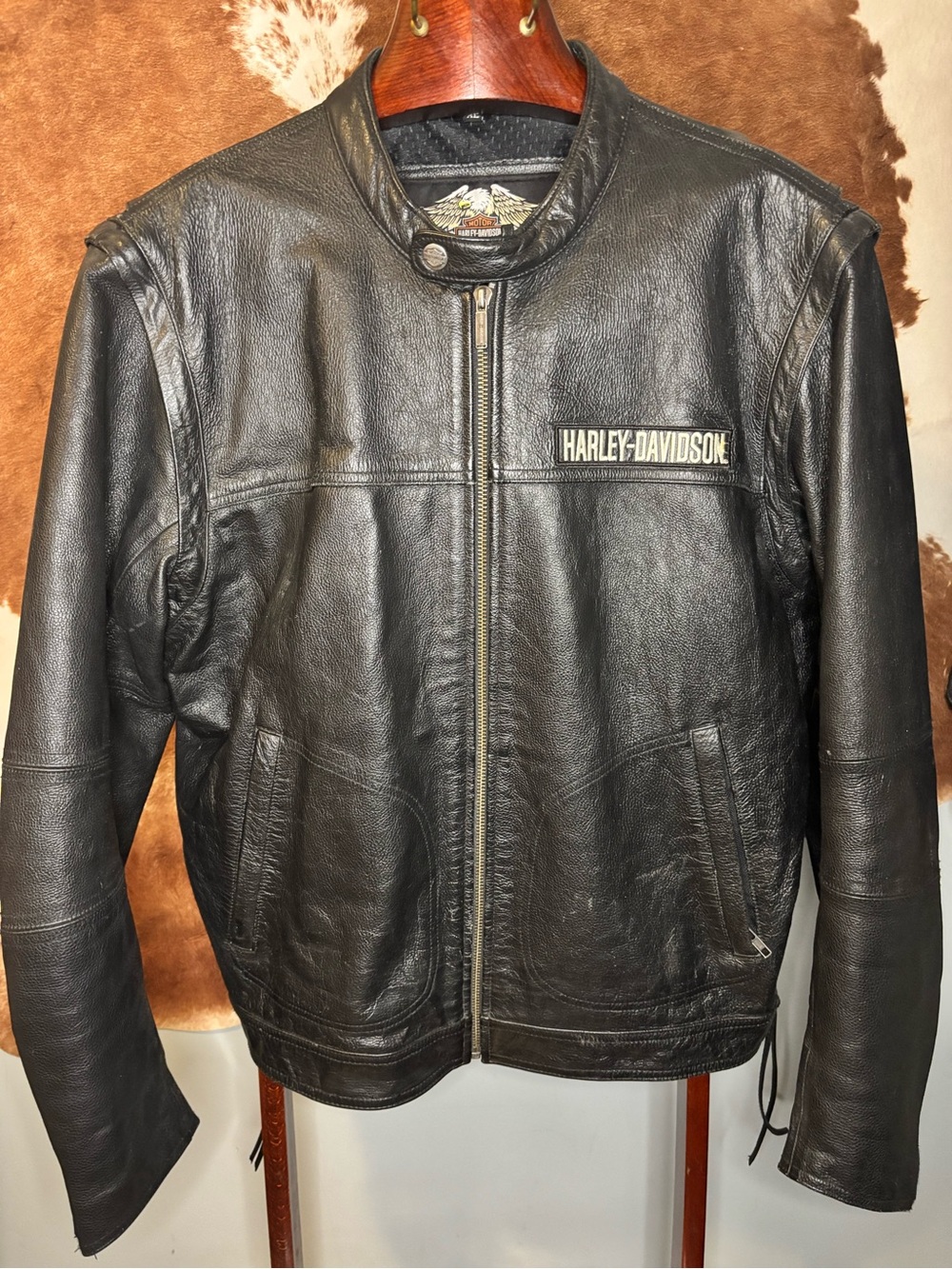 Harley-Davidson Men’s XL Genuine Leather Motorcycle Jacket | Black Biker Jacket